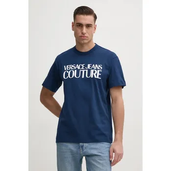Pánské tričko Bavlněné tričko Versace Jeans Couture tmavomodrá barva, s potiskem, 78GAHE05 CJ00E 78GAHE05.CJ00E 59A, vel. M