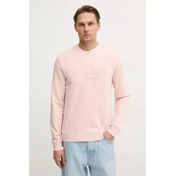 Pánská mikina Mikina Guess pánská, růžová barva, s potiskem, M5RQ15 KCN01 M5RQ15.KCN01 03X, vel. XXL