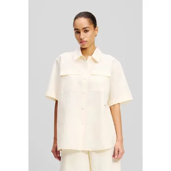 Lněná košile Karl Lagerfeld A2W11012 béžová 01X, vel. 38