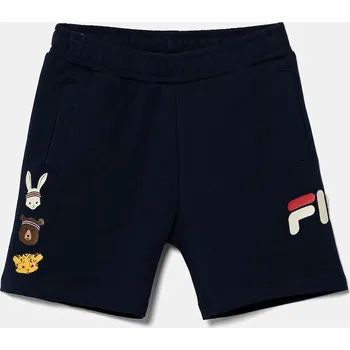 Chlapecké kraťasy Dětské kraťasy Fila LOBEZ tmavomodrá barva, s potiskem, nastavitelný pas, FAK0396 59X, vel. 122-128