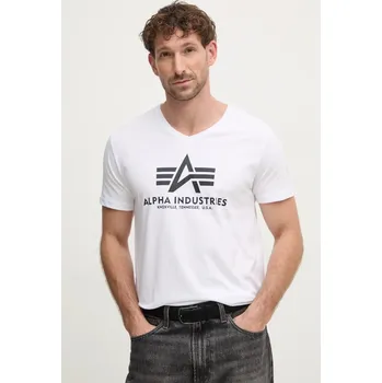 Pánské tričko Tričko Alpha Industries bílá barva, s potiskem, 106512 00X, vel. S