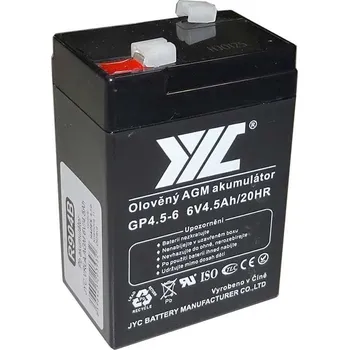 Záložní baterie Pb akumulátor JYC GP4.5-6 VRLA AGM 6V/4,5Ah
