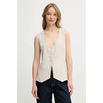 Dámská vesta Vesta s příměsí lnu Hoss Intropia 5479196 béžová 80X, vel. XL
