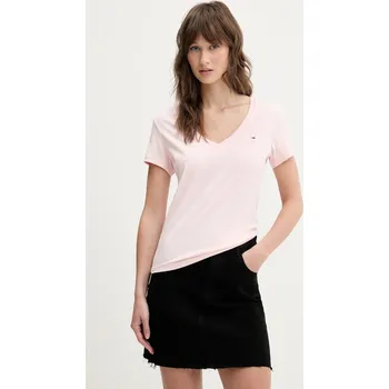 Pánské oblečení Bavlněné tričko Tommy Jeans DW0DW20458 růžová 03X, vel. S