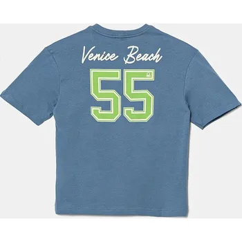 Dětské bavlněné tričko United Colors of Benetton modrá barva, s potiskem, 3I1XC10O4 3I1XC10O4.G.Seasonal 95X, vel. 160