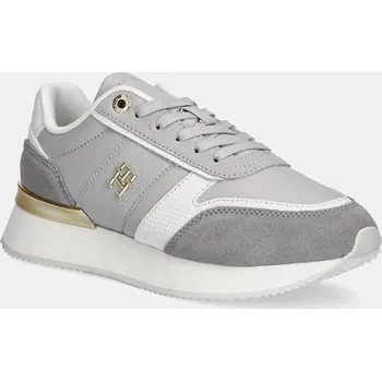 Pánské tenisky Kožené sneakers boty Tommy Hilfiger TH FASHION RUNNER šedá barva, FW0FW08475 09X, EUR 41