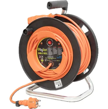 Elektrická zásuvka Naviják s měděným kabelem 3x2,5 mm2, IP44 s ochranou proti přetížení, proud 16 A, 40m+2m Barva kabelu: oranžová francouzský typ