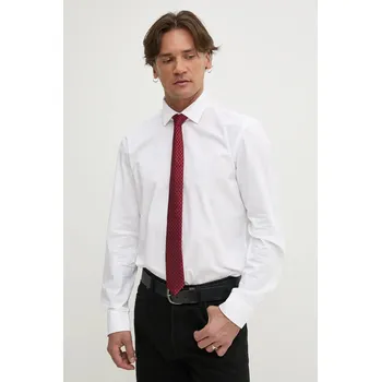 Pánská košile Košile HUGO pánská, bílá barva, slim, s klasickým límcem, 50534124 00X, vel. 40