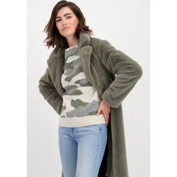 Dámský kabát Kabát Monari 7336 zelený kožíškový Velikost: 40