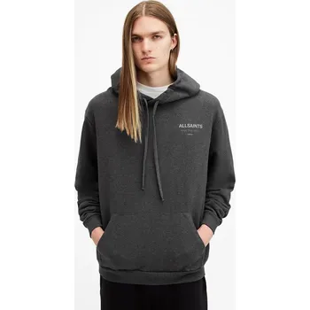 Pánská mikina Bavlněná mikina AllSaints UNDERGROUND pánská, šedá barva, s kapucí, s potiskem, M034NB 90X, vel. M