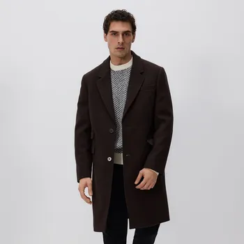 Reserved - Kabát ze směsi vlny - tmavě hnědá - 7130H-89M - 7130H-89M-XL