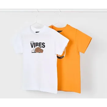 Dětské bavlněné tričko Mayoral 2-pack oranžová barva, s potiskem, 3040 3040.5G.Mini.PPYA 23X, vel. 104