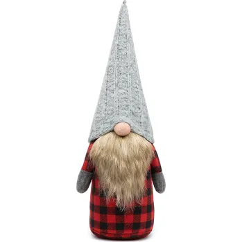 Vánoční dekorace Vánoční skřítek ELF 055 - 50 cm červeno-šedý