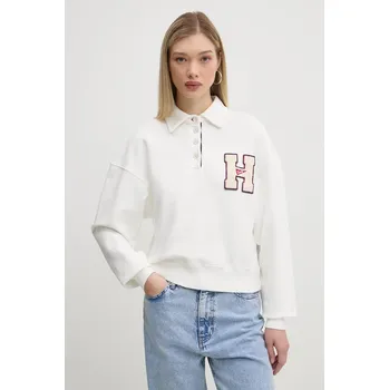 Dámská mikina Bavlněná mikina Tommy Jeans dámská, béžová barva, s aplikací, DW0DW20537 01X, vel. XL