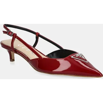 Dámské lodičky Lodičky Guess JESSON vínová barva, na nízkém podpatku, s odkrytou patou, FLPJSS PAF05 FLPJSS.PAF05.RED 83X, EUR 37