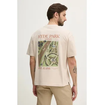Pánská móda Bavlněné tričko Pepe Jeans DUSTER TEE PM509773 béžová 80X, vel. S