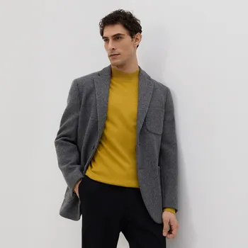 Pánský svetr Reserved - Svetr s viskózou - hořčicová - 041FR-17M - 041FR-17M-M