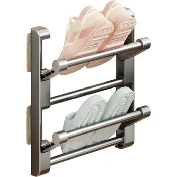 Úložný box Skládací nástěnný botník 30 x 29,5 x 8,5 cm Samolepicí úsporný organizér na obuv se 2 řadami pro přehledné uložení bot