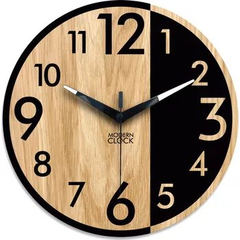 Hodiny Dřevěné nástěnné hodiny Alfred 33 cm dub přírodní/černé