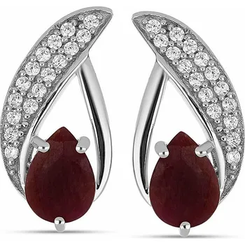 Náušnice Náušnice stříbrné s broušenými rubíny a zirkony Ag 925 043304 RB 1,6 cm, 3,3 g