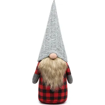 Vánoční dekorace Vánoční skřítek ELF 055 - 40 cm šedý/červený