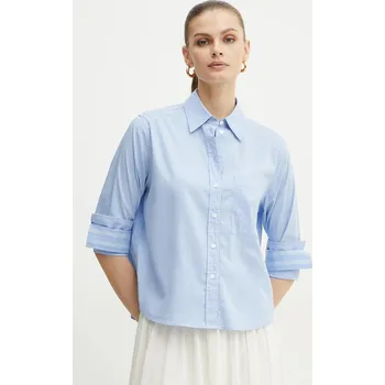 Dámská košile Košile BOSS dámská, modrá barva, regular, s klasickým límcem, 50531519 55X, vel. 40