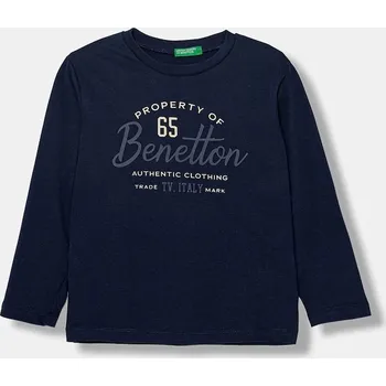 Dětské bavlněné tričko s dlouhým rukávem United Colors of Benetton 3ATNG10KT.P.Seasonal námořnická modř 59X, vel. 116