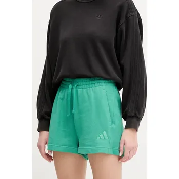 Dámské kraťasy Bavlněné šortky adidas ALL SZN dámské, zelená barva, hladké, high waist, JD4731 76X, vel. XXS