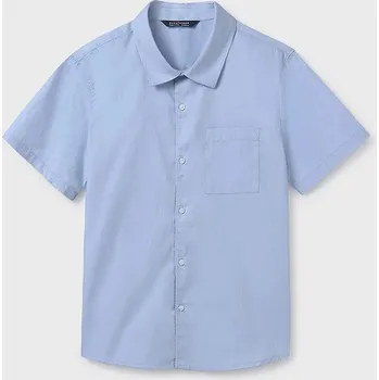 Chlapecká košile Dětská bavlněná košile Mayoral modrá barva, 6136 6136.7A.Junior.PPYA 50X, vel. 140