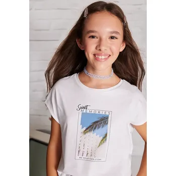 Chlapecké tričko Dětské bavlněné tričko Mayoral 6026.8E.Junior.PPYA bílá 00X, vel. 157