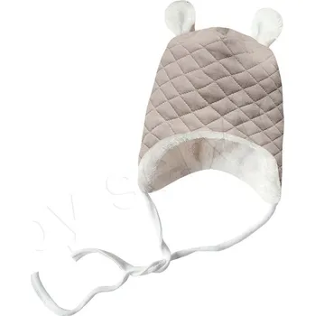 Kojenecká čepice Baby Service Čepička podšitá wellsoft na zavazování thermo béžová Vel. 68