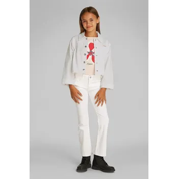 Dívčí bunda Dětská riflová bunda Calvin Klein Jeans IG0IG02844.PPYA bílá 00X, vel. 128