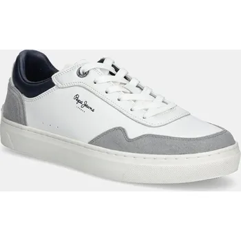 Pánské tenisky Kožené sneakers boty Pepe Jeans CAMDEN COLLAR M bílá barva, PMS00046 00X, EUR 43