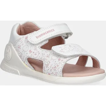 Dívčí sandály Dětské kožené sandály Biomecanics bílá barva, 252143 00X, EUR 21