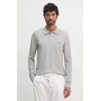 Pánské tričko Bavlněné tričko s dlouhým rukávem United Colors of Benetton šedá barva 3089J3204 09X, vel. S