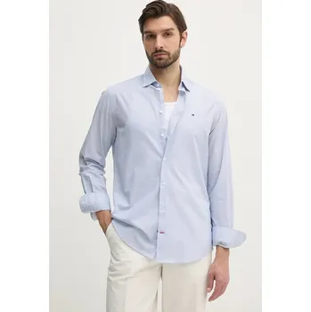Pánská košile Bavlněná košile Tommy Hilfiger modrá barva, regular, s klasickým límcem, MW0MW38960 55X, vel. 39