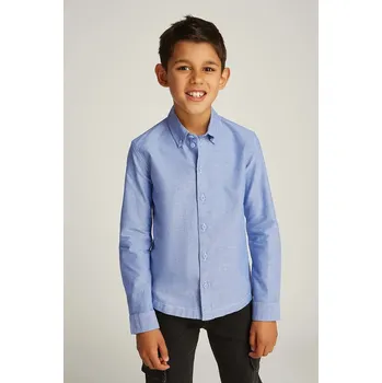 Chlapecká košile Dětská bavlněná košile Calvin Klein Jeans IB0IB02392.PPYA modrá 55X, vel. 128