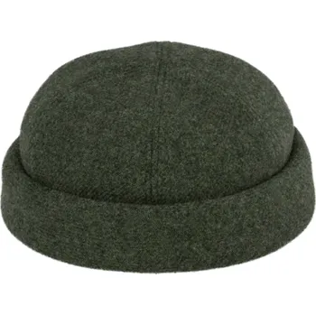 Čepice Fiebig - Headwear since 1903 Vlněná olivová čepice Shetland melange - Docker cap - zimní vlněná čepice Velikost: 57 cm (M)