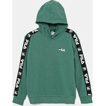 Chlapecká mikina Dětská mikina Fila IDSTEDT zelená barva, s kapucí, vzorovaná, FAT0675 77X, vel. 170-176
