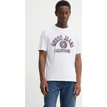 Pánské tričko Bavlněné tričko Guess Jeans M5RI80.K8HM0 bílá 00A, vel. L