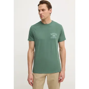 Bavlněné tričko Guess zelená barva, s potiskem, M5RI86 K9RM1 M5RI86.K9RM1 77X, vel. XL