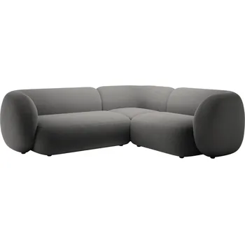 Pohovka Micadoni Tmavě šedá sametová rohová pohovka Kate 252 cm, pravá