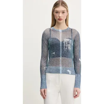 Dámské tričko Tričko s dlouhým rukávem Desigual DEMS dámské, tmavomodrá barva, 25SWJF07 59X, vel. S