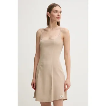 Dámské šaty Šaty Calvin Klein Jeans J20J225269 béžová 80X, vel. L