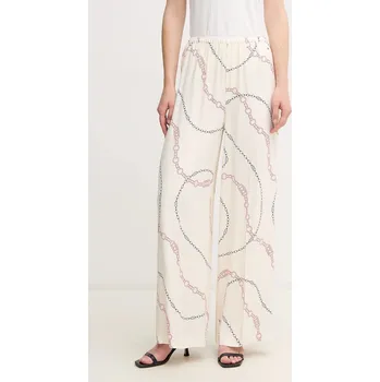 Dámské kalhoty Kalhoty Tommy Hilfiger dámské, béžová barva, široké, high waist, WW0WW44542 01X, vel. 40