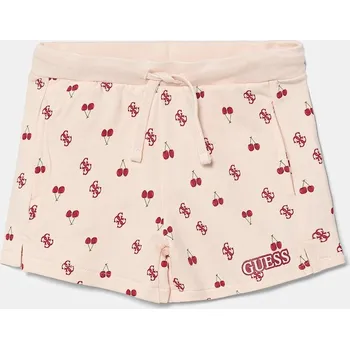 Dětské bavlněné šortky Guess béžová barva, vzorované, nastavitelný pas, K5GD05 KA6R4 K5GD05.KA6R4.PPYA 02X, vel. 113-118