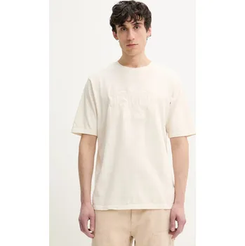 Pánské tričko Bavlněné tričko Desigual WASHINGTONEC béžová barva, s aplikací, 25SMTK14 01X, vel. XL