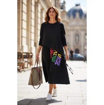 Dámské šaty Asymetrické šaty KOLOMAN černé Velikost: UNI: S - XL