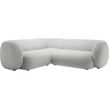 Pohovka Micadoni Světle šedá sametová rohová pohovka Kate 252 cm, levá