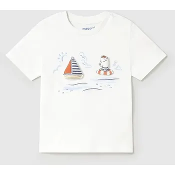 Chlapecké tričko Dětské bavlněné tričko Mayoral 1059.3E.Baby.PPYA bílá 00X, vel. 74